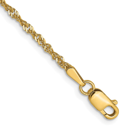 14K 1.6 mm Singapore Chain 7  inches