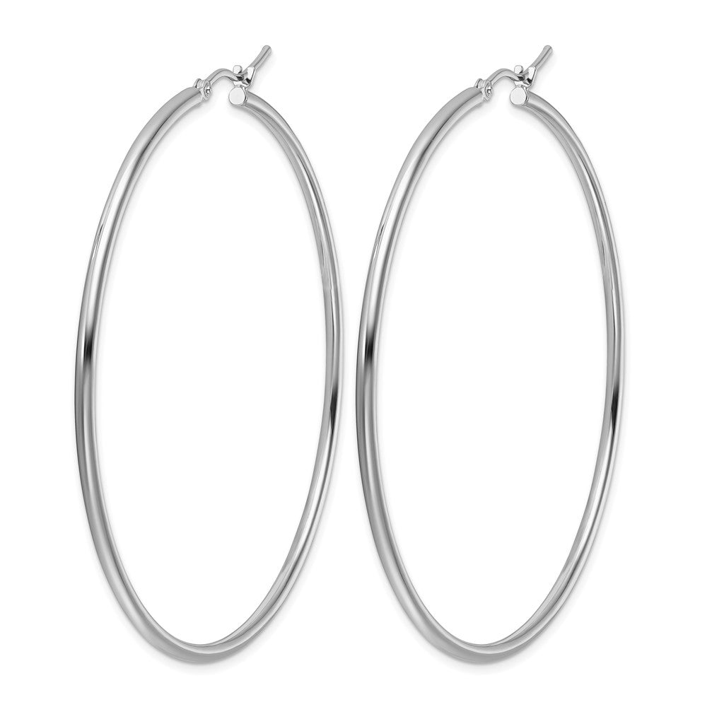 14k White Gold Polished 2x60mm Polished Hoop Earrings