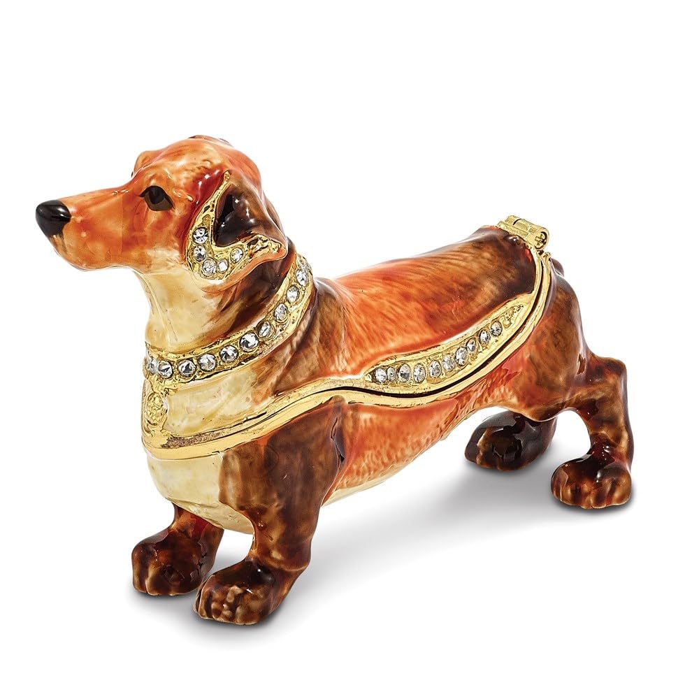 Pewter Enamel Dachshund Trinket Box