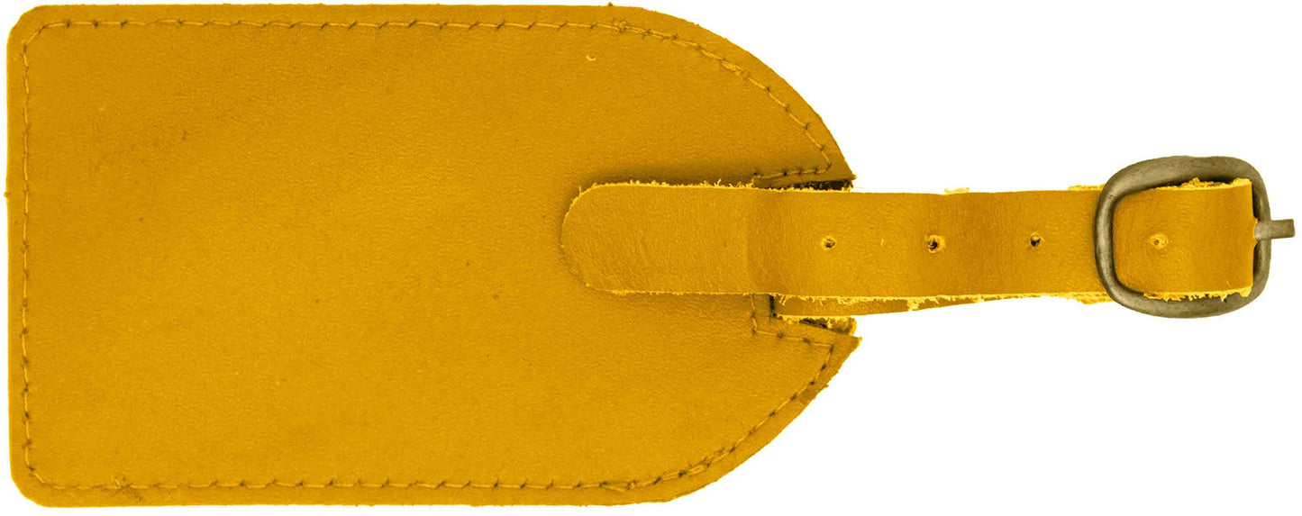 Yellow Leather Luggage Tag with Buckle Strap QGM22554