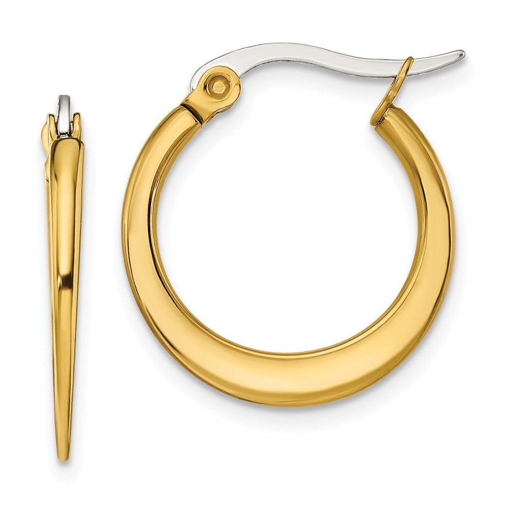 Stainless Steel Polished Yellow IP Tapered 19mm Diameter Hoop Earrings
