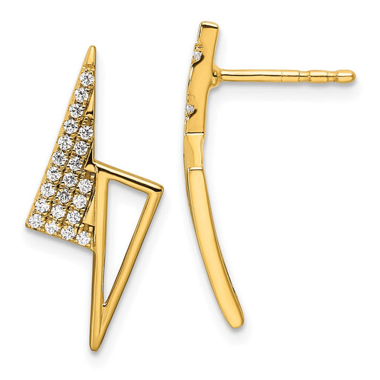 14K Polished Diamond Geometric Fashion Post Earrings