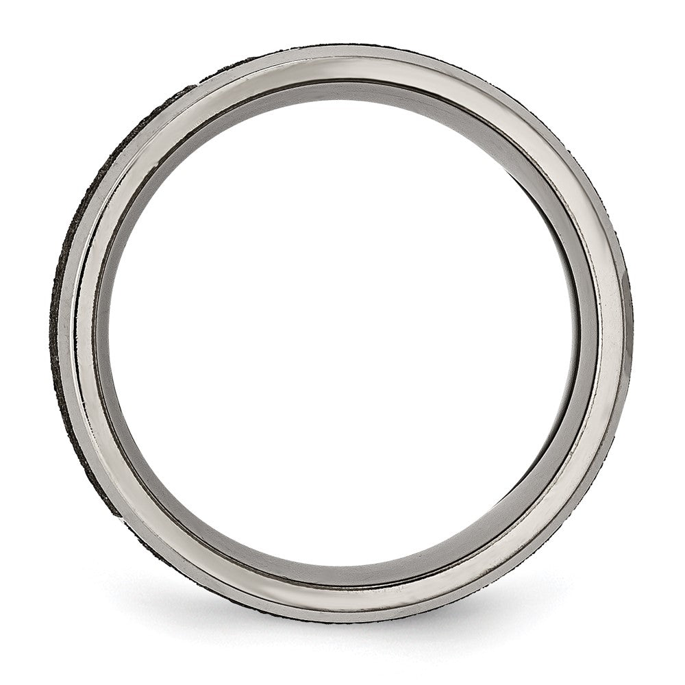 Titanium Brushed & Polished Cross Laser Design 8mm Beveled Edge Band Size - 12.5
