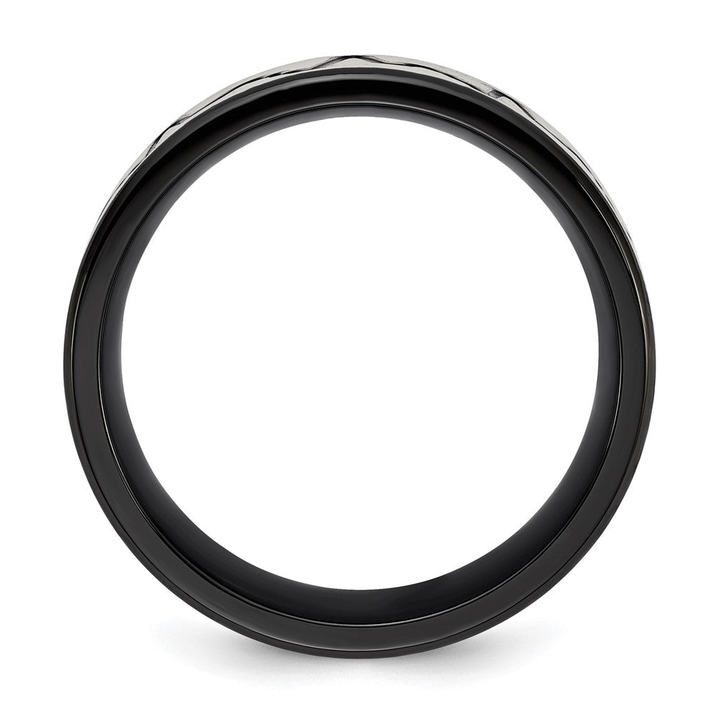 Chisel Titanium Brushed Black IP-plated Heartbeat 8mm Band Size - 9.5
