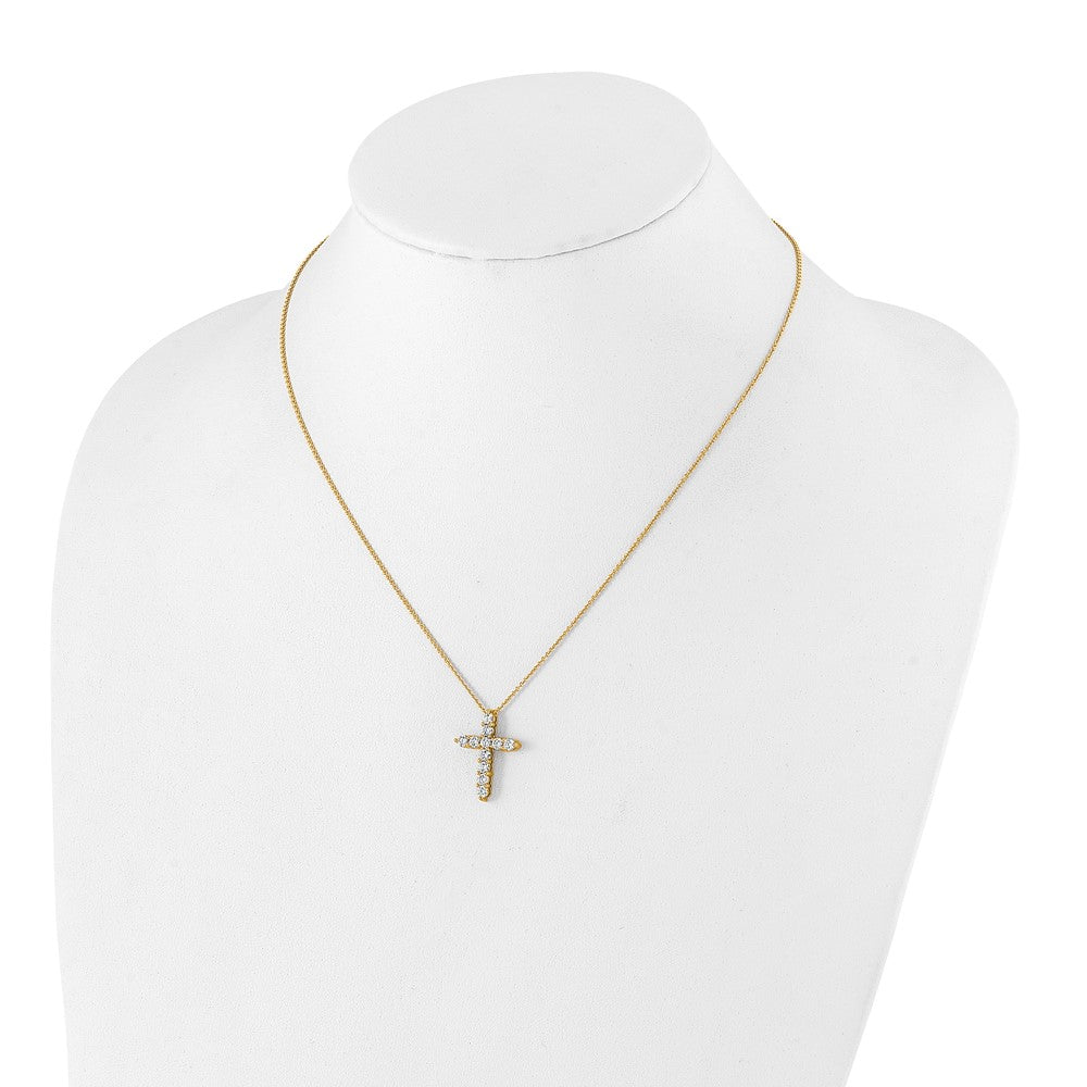 True Origin 14k 1 carat Lab Grown Diamond VS DEF 18 inch Cross Pendant Necklace