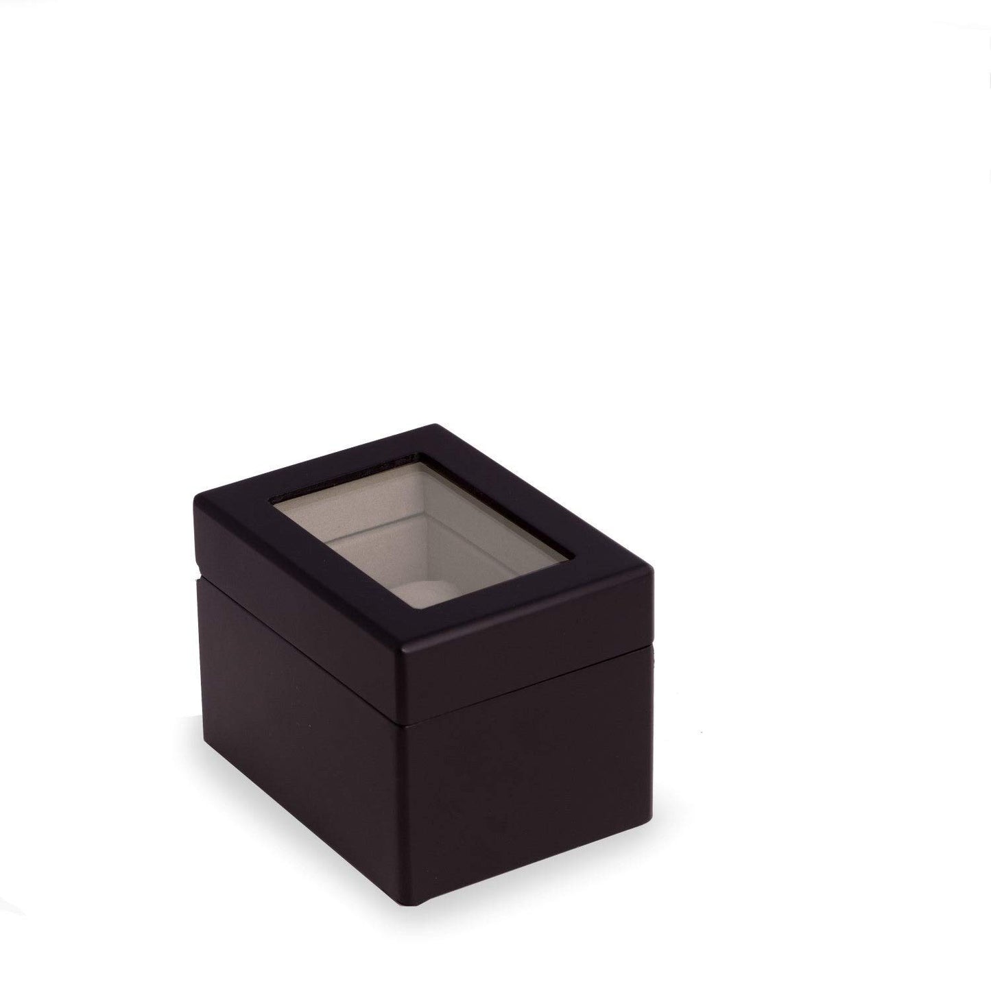 Matte Black Finish Glass Window Velour Lined Wooden Single Watch Case QGM21257