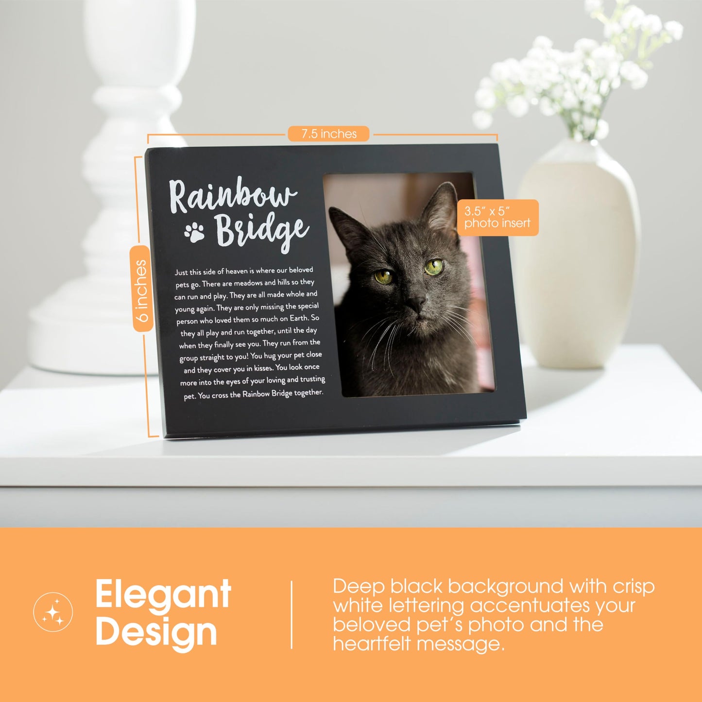 Black Wooden RAINBOW BRIDGE Pet Memorial Remembrance 3.5x5 Photo Frame QGM20986