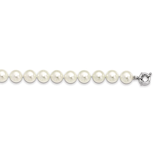 Majestik Sterling Silver Rhodium-plated 12-13mm White Imitation Shell Pearl Hand-knotted Necklace 20 Inches