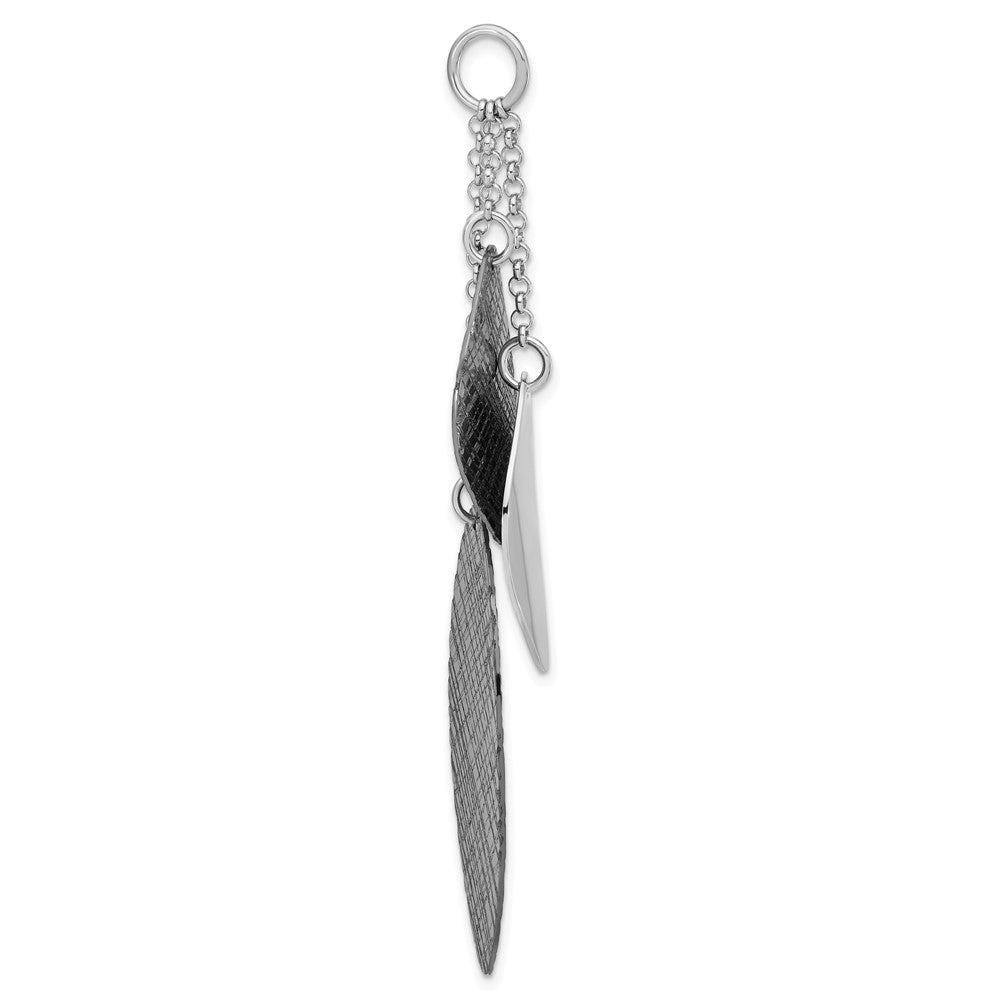 Sterling Silver Ruthenium-plated Polished & Textured Pendant