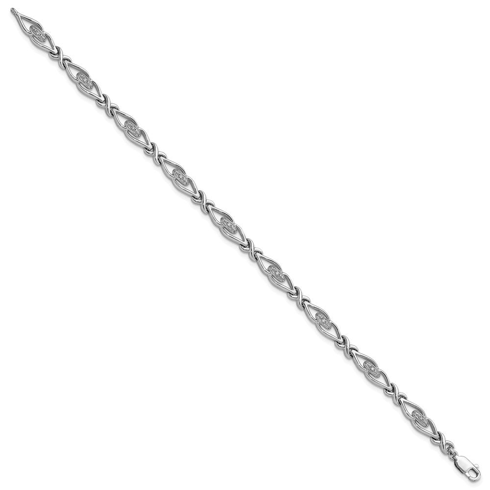 Sterling Silver Rhodium-plated Diam. Bracelet 7 inches