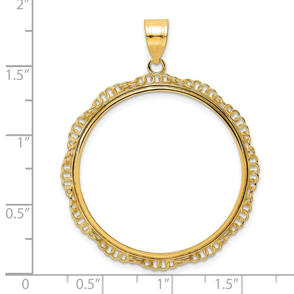 14k Polished Twisted Ring with 32.0mm Prong Coin Bezel Pendant