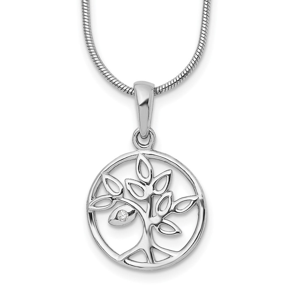 White Ice Sterling Silver Rhodium-plated 18 Inch Diamond Tree Necklace with 2 Inch Extender 18 Inches
