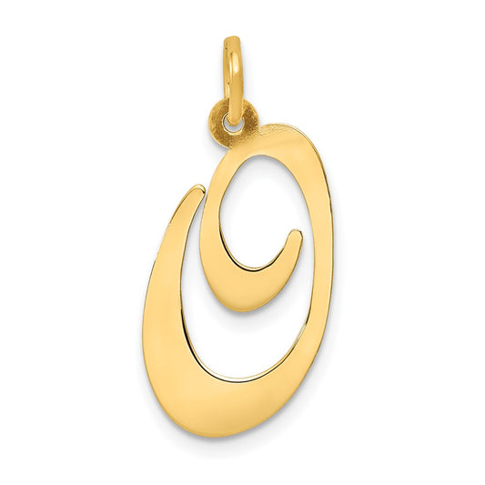 10k Large Fancy Script Letter O Initial Charm