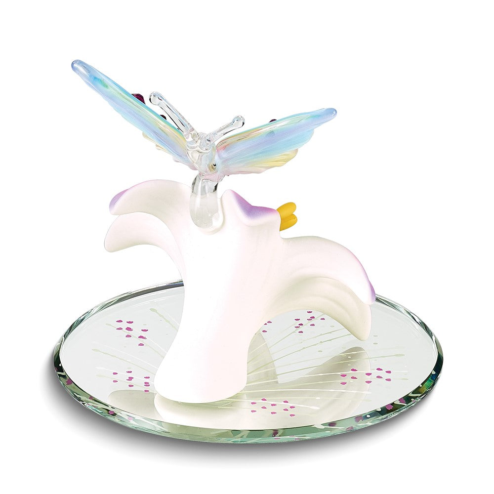 Glass Baron Butterfly and Lavender Lily Figurine