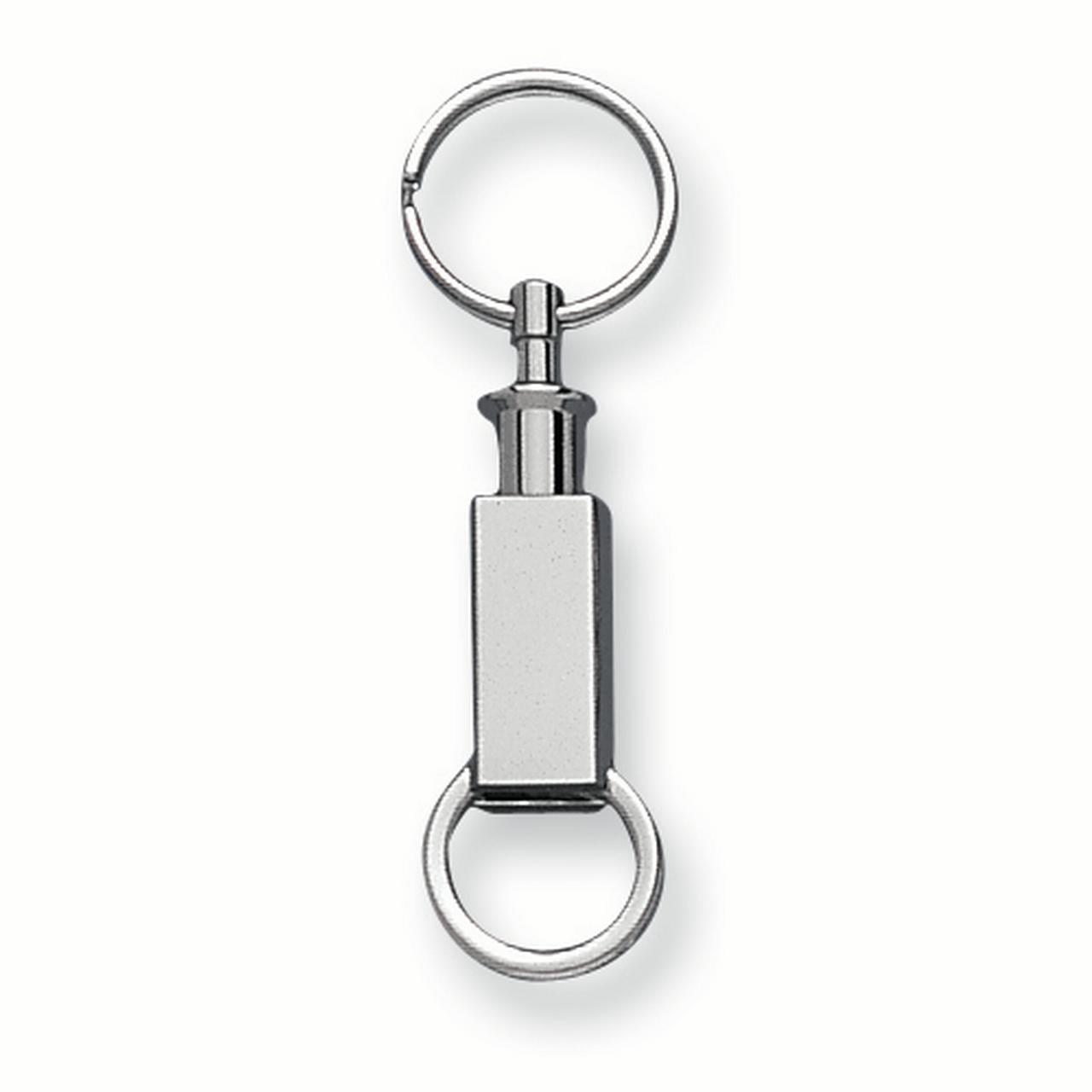 Nickel-plated Rectangular Double Valet Key Ring - Engravable Gift Item