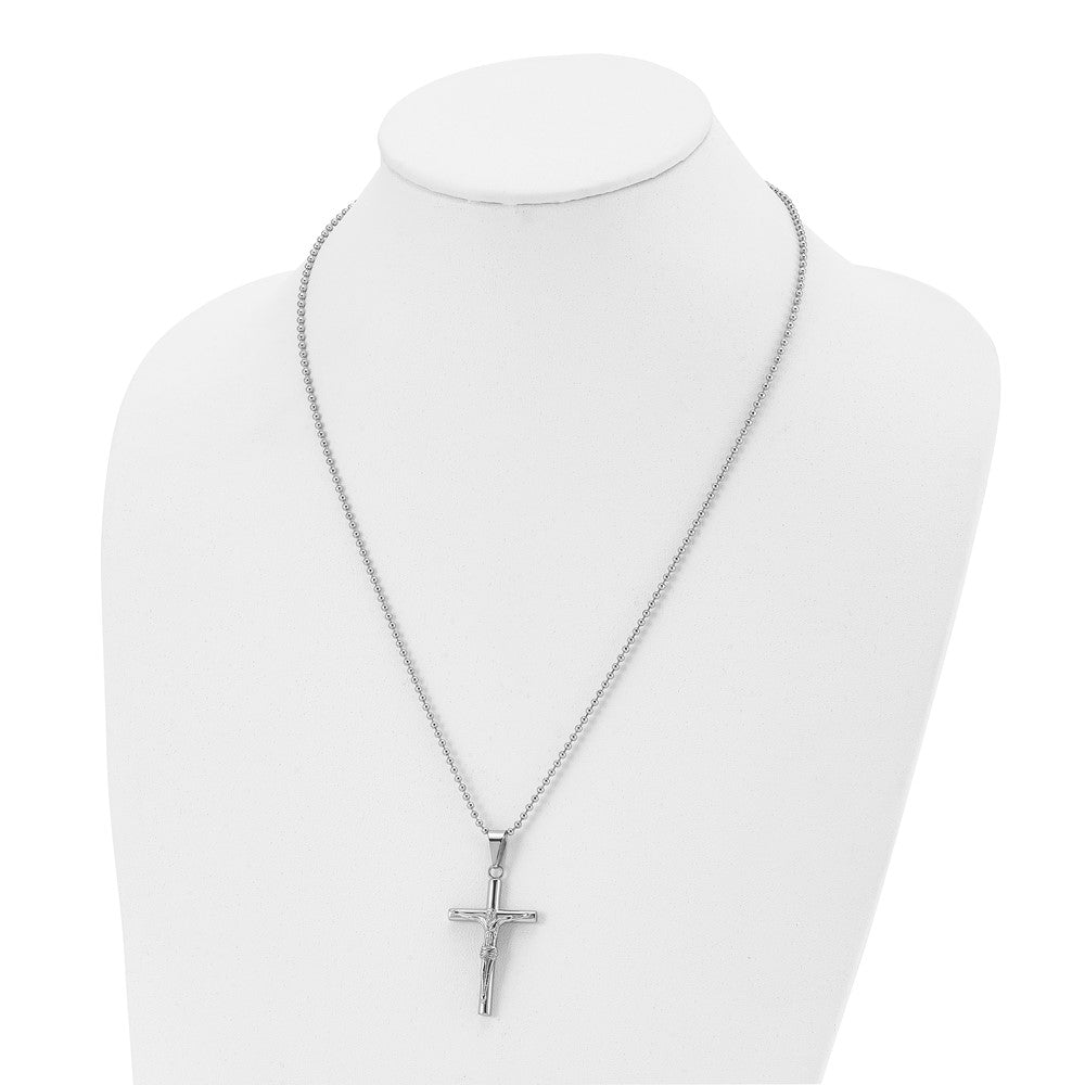 Stainless Steel Polished Crucifix 22in Necklace