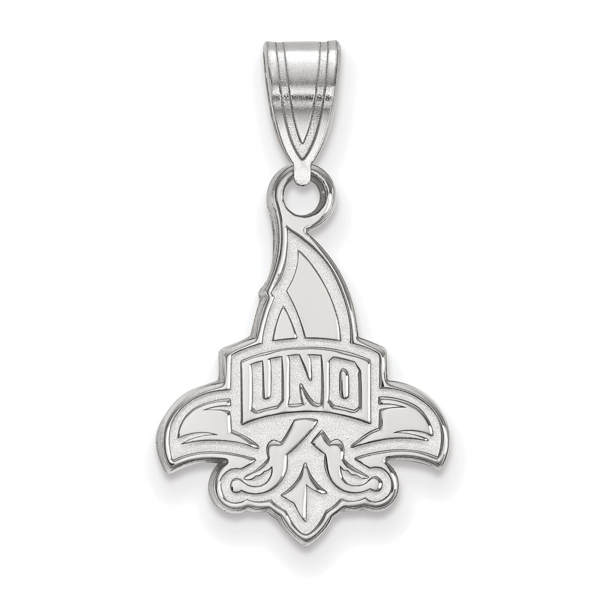 Sterling Silver LogoArt Official Licensed Collegiate University of New Orleans (UNO) Medium Pendant