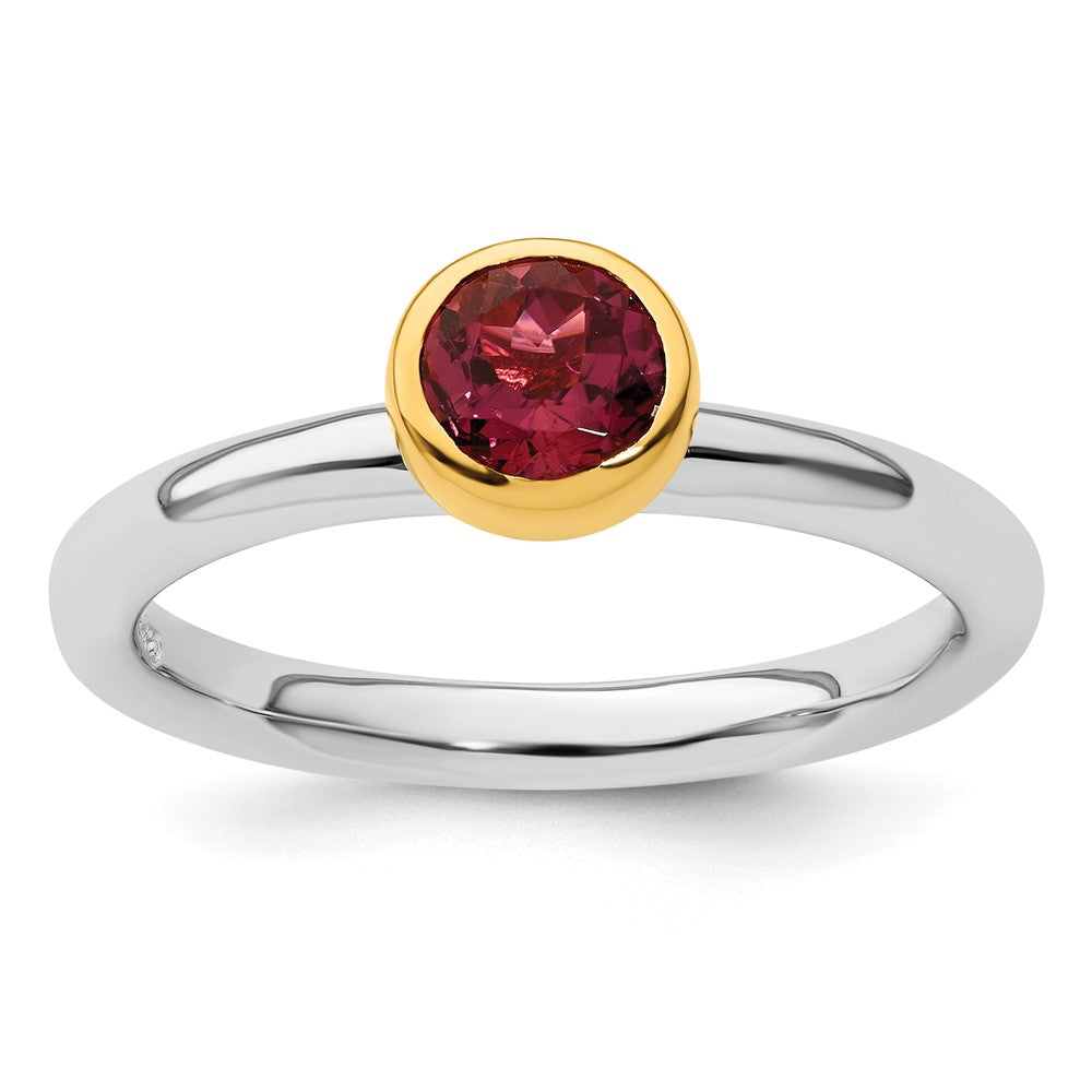 Sterling Silver Stackable Expressions w/Gold-plate P. Tourmaline Ring Size -10