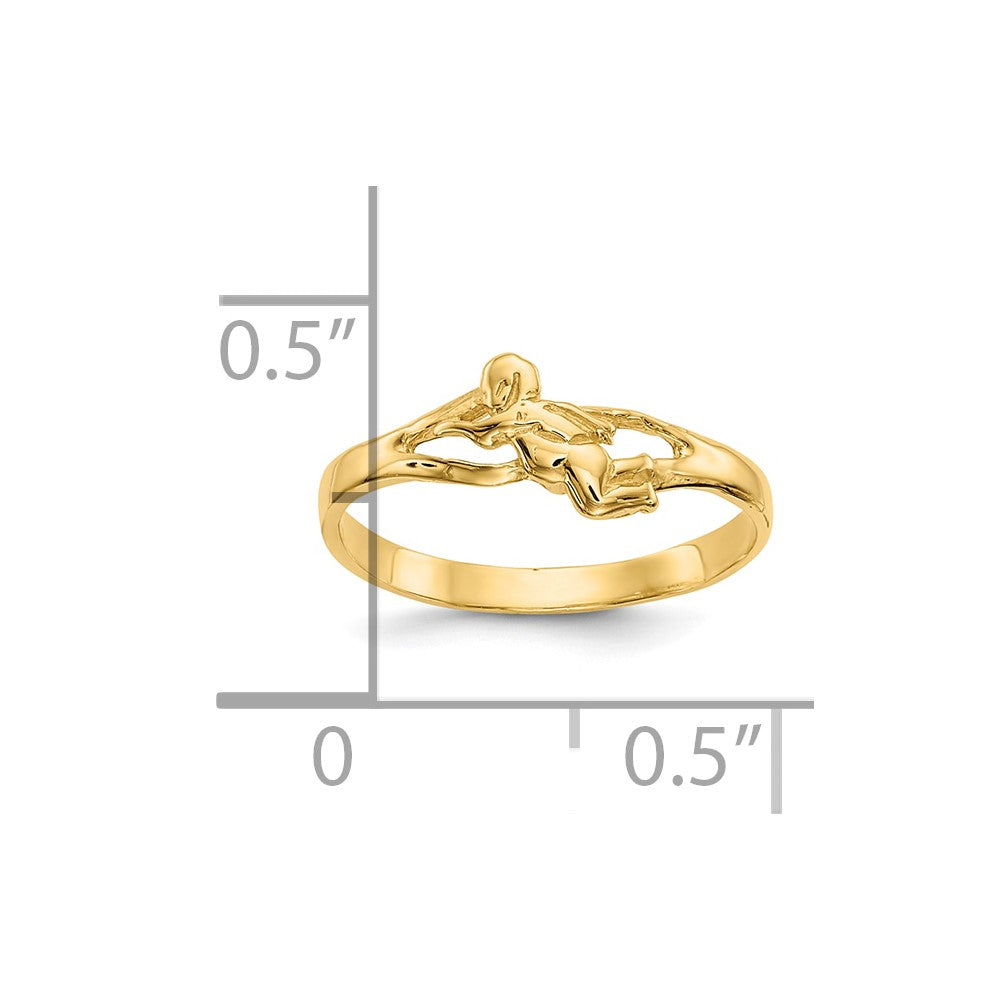 10K Yellow Gold Angel Baby Ring Size 2