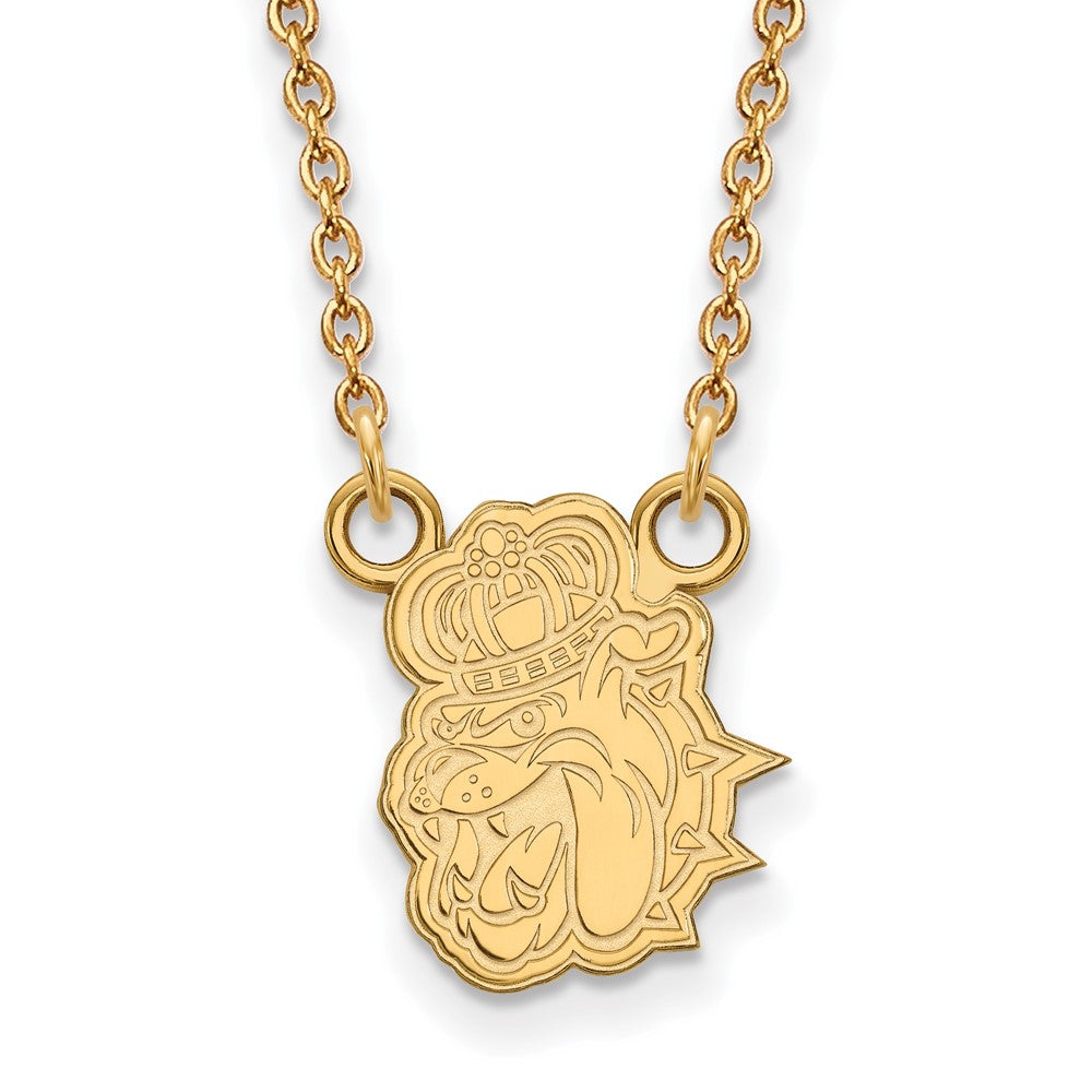 Sterling Silver Gold-plated LogoArt James Madison University Duke Dog Small Pendant 18 inch Necklace