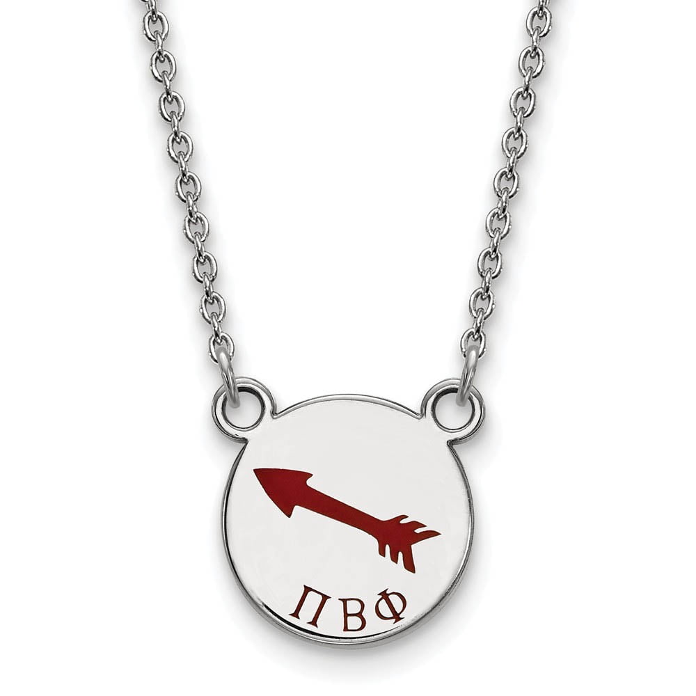 Sterling Silver 18in Official Licensed Greek Sororities Pi Beta Phi (???) XS Enamel Pendant w/Necklace