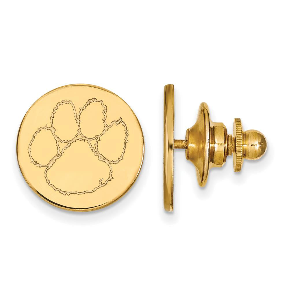 Sterling Silver Gold-plated LogoArt Clemson University Tiger Paw Lapel Pin QGP011CU