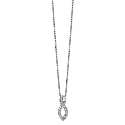 Stainless Steel Polished w/Crystals from Swarovski Infinity 16in Necklace