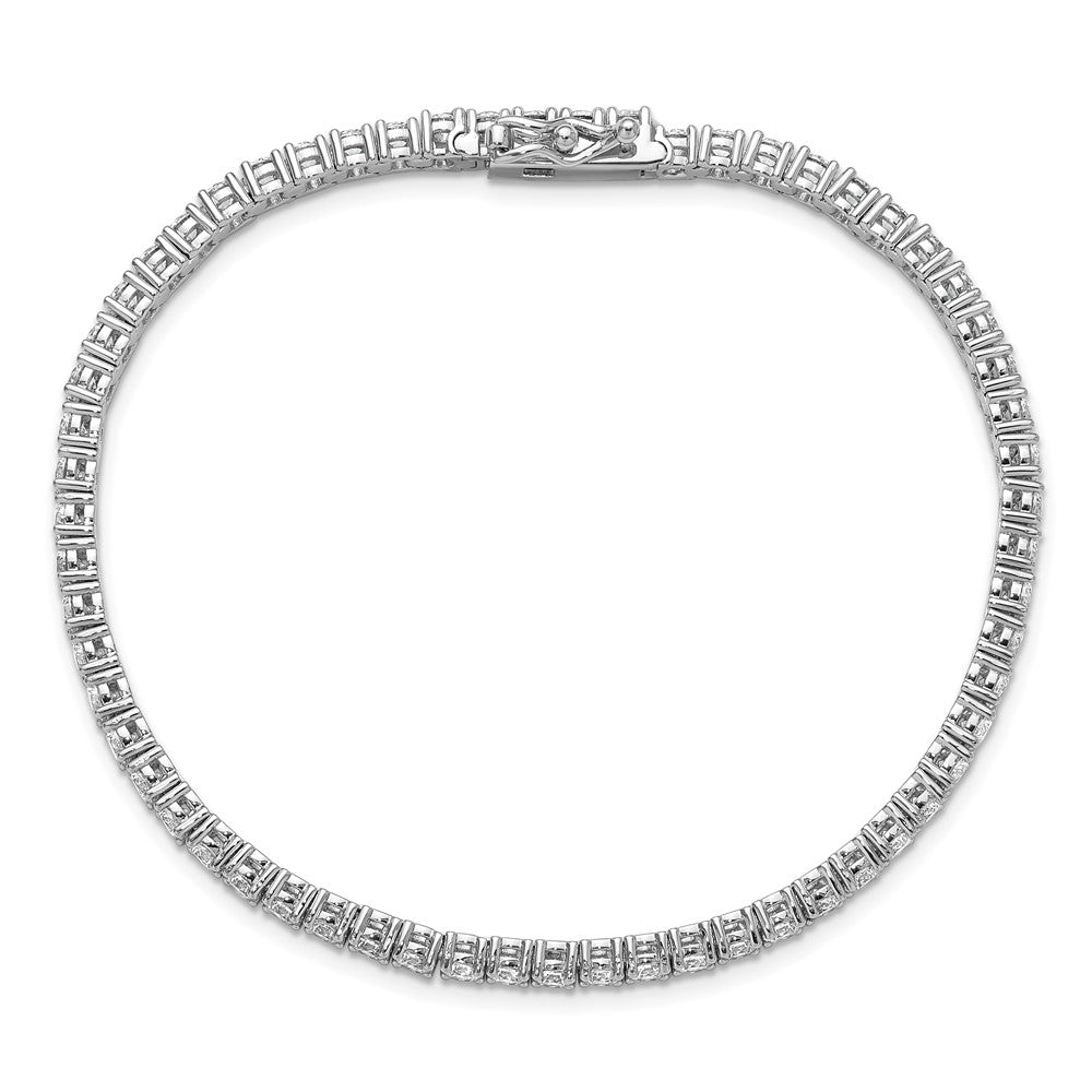 Sterling Shimmer Sterling Silver Rhodium-plated 3mm CZ 62 Stone 8 inch Bracelet 8 inches