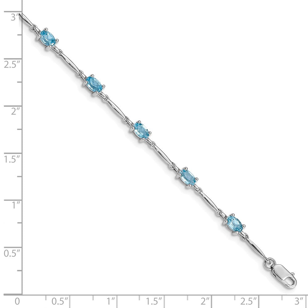 Sterling Silver Rhodium-plated Blue Topaz Bracelet 7 inches