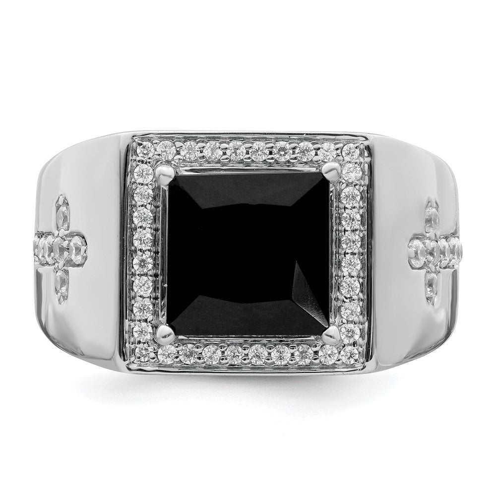 10K White Gold Onyx & Dia Men's Ring