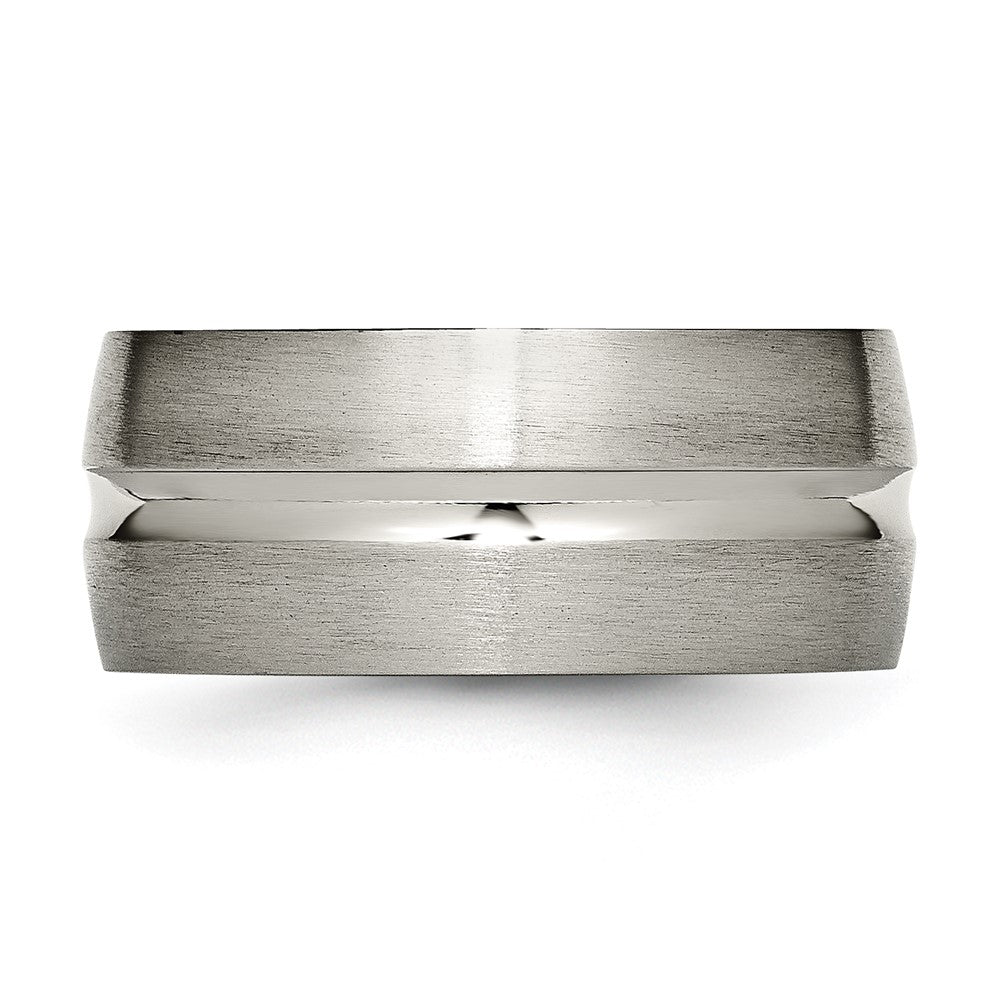 Titanium Brushed and Polished 10mm Grooved Band Size - 12.5