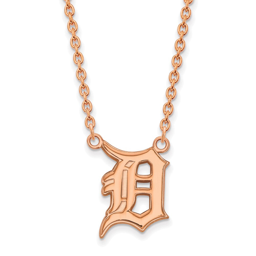 Sterling Silver Rose Gold-plated MLB LogoArt Detroit Tigers Large Pendant w