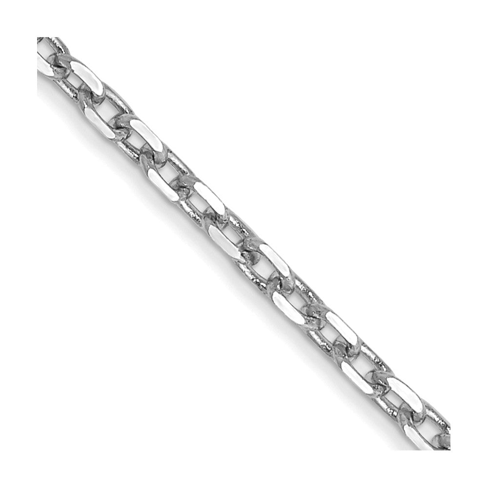 14K White Gold 30 inch 1.8mm Diamond-cut Round Open Link Cable with Lobster Clasp Chain
