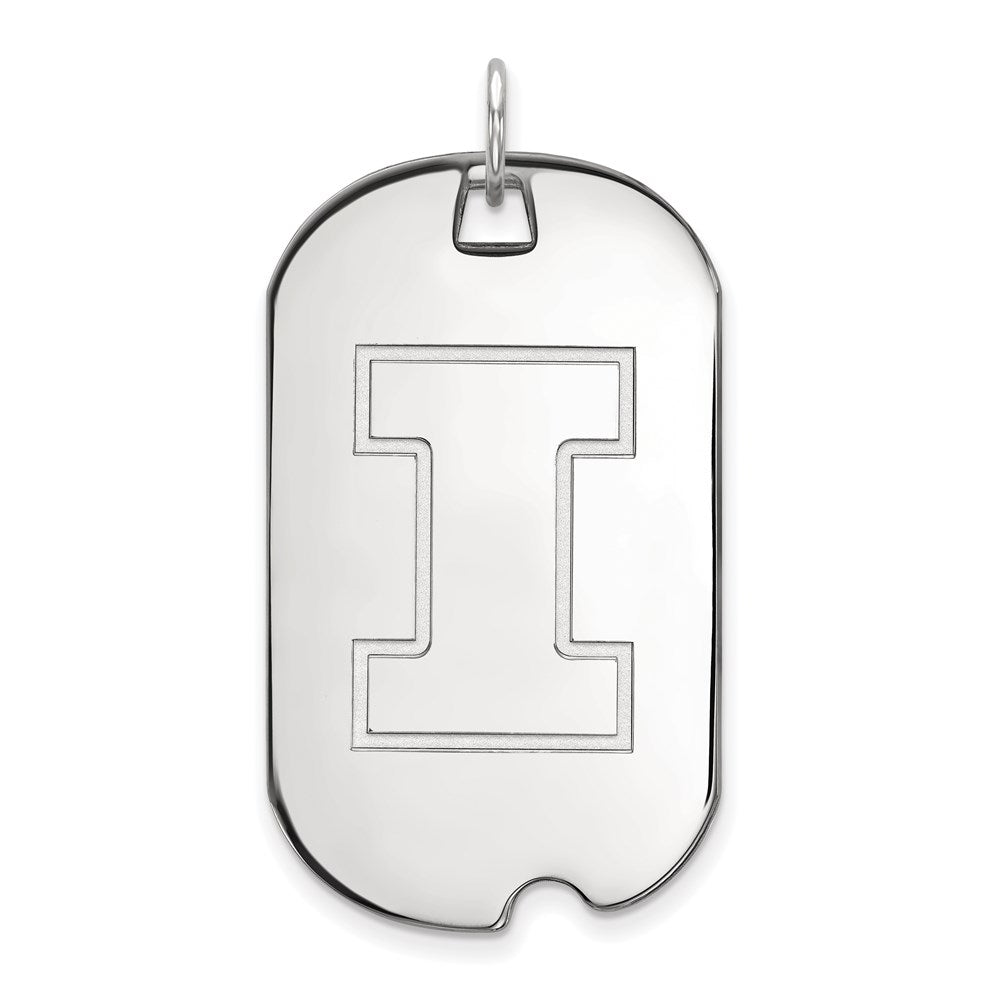 LogoArt Sterling Silver University Of Illinois Large Dog Tag Pendant Necklace