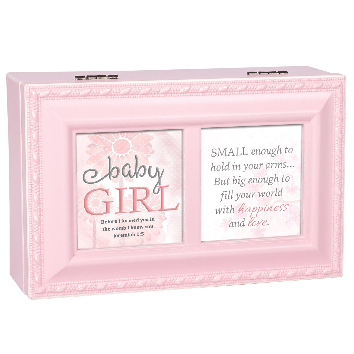 Treasured Wishes Baby Pink Baby Girl Resin Music Box: JESUS LOVES ME QGM22928