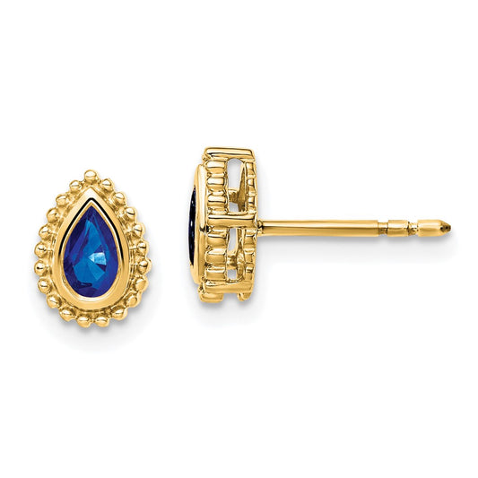 14k Pear Sapphire Post Earrings