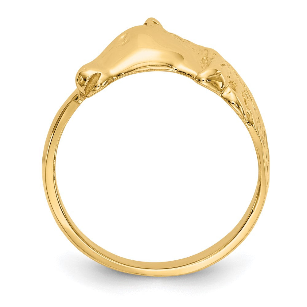 14K Gold Polished Horse Head Ring Size 7