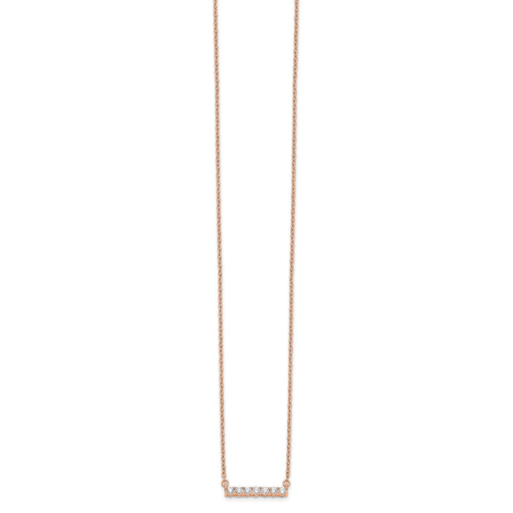 14k Rose Gold 1/4 carat Lab Grown Diamond VS/SI+ G+ 18 inch Bar Necklace
