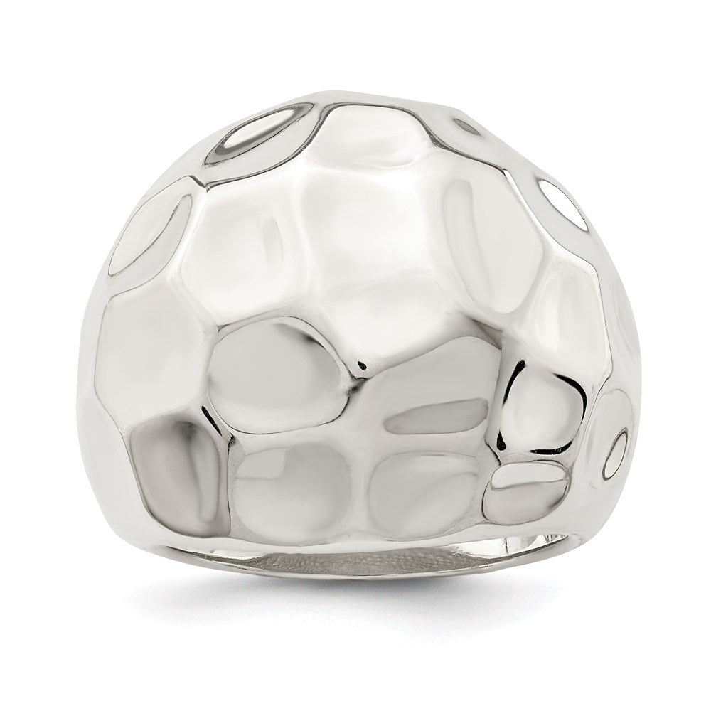 Sterling Silver Polished Textured Ring