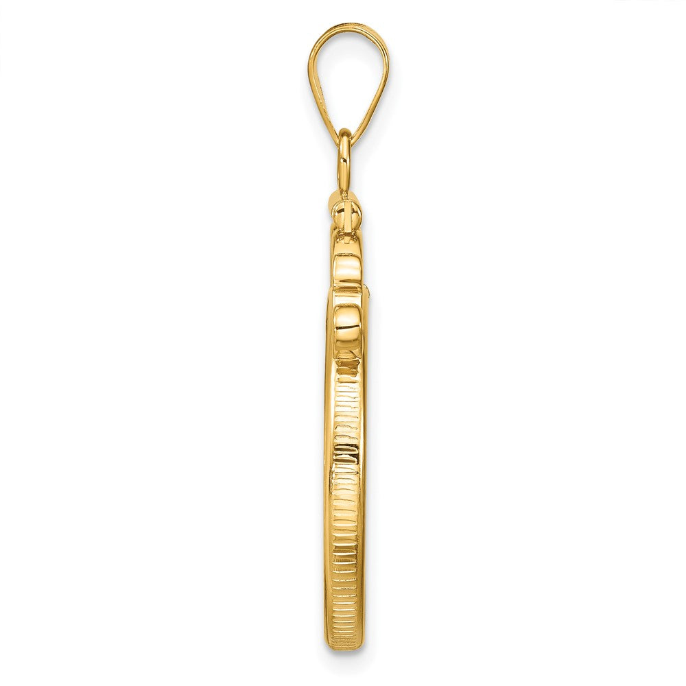 Wideband Distinguished Coin Jewelry 14k Polished French Scroll 21.6mm x 1.7mm Screw Top Coin Bezel Pendant