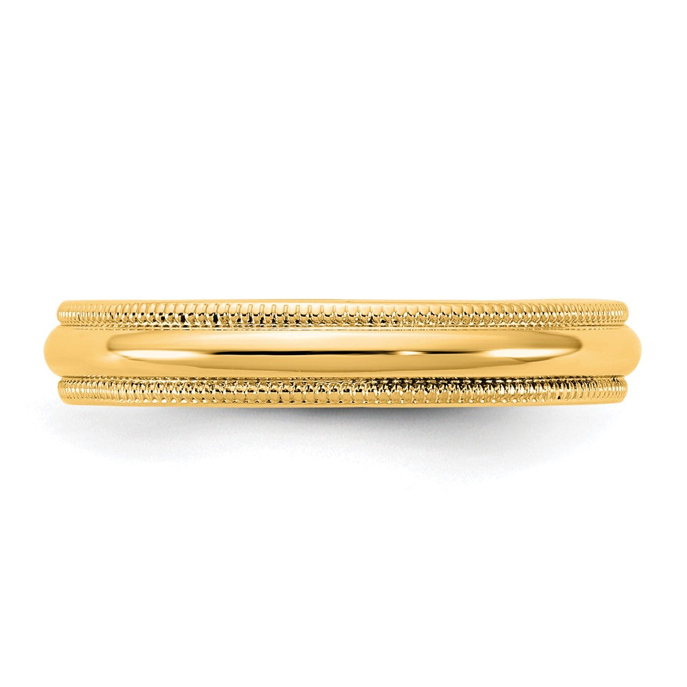 14KY 3.5mm Milgrain Half Round Band Size 8