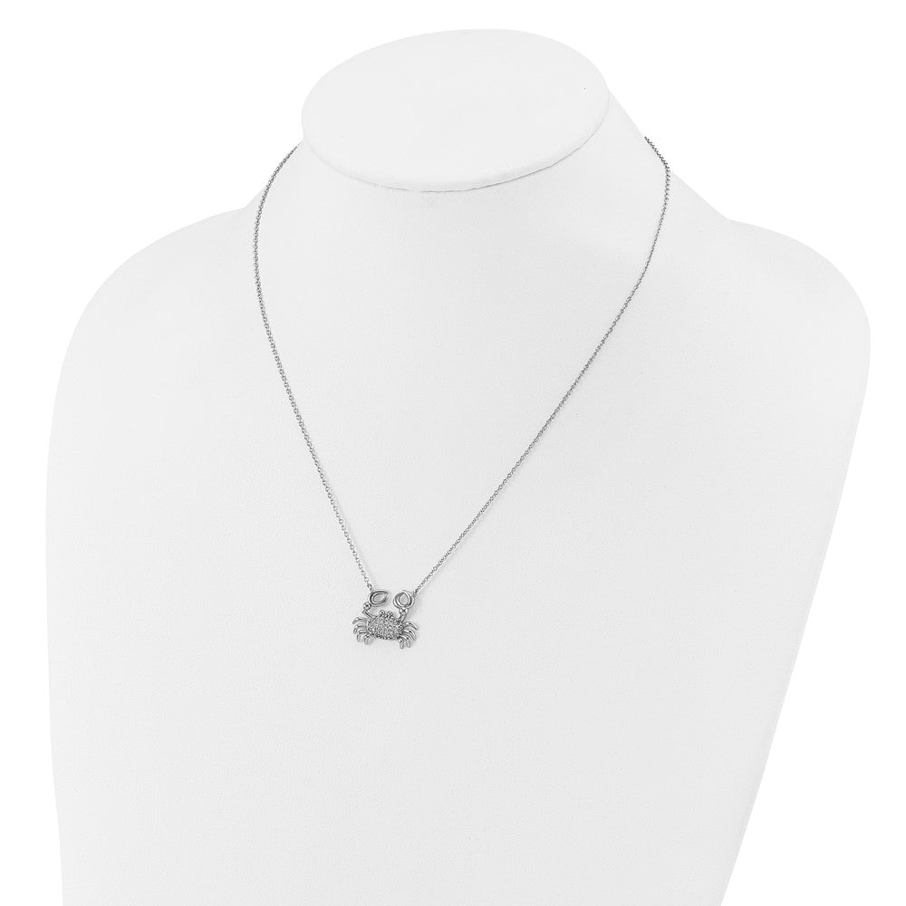 Cheryl M Sterling Silver Rhodium-plated Polished CZ Crab Necklace 18 Inches