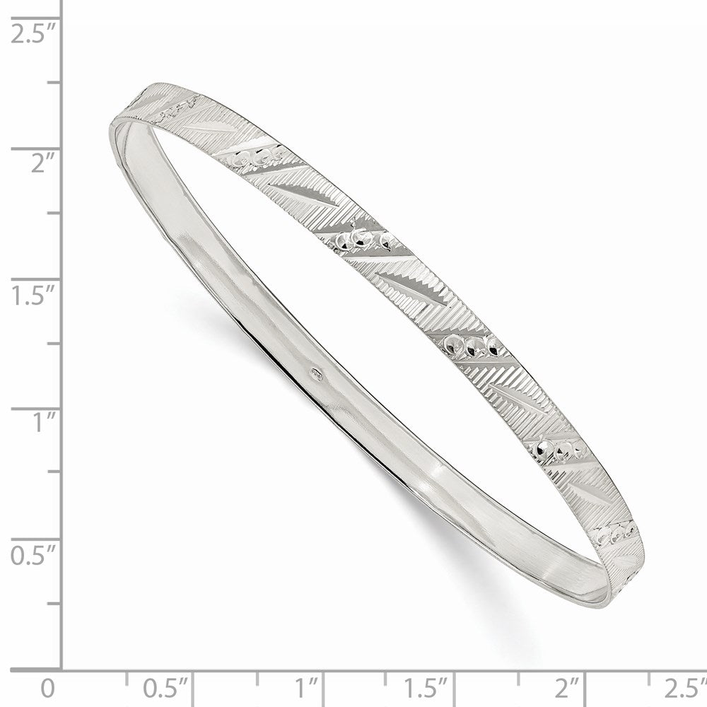 Sterling Silver 5mm Diamond Cut Slip-on Bangle 8 inches