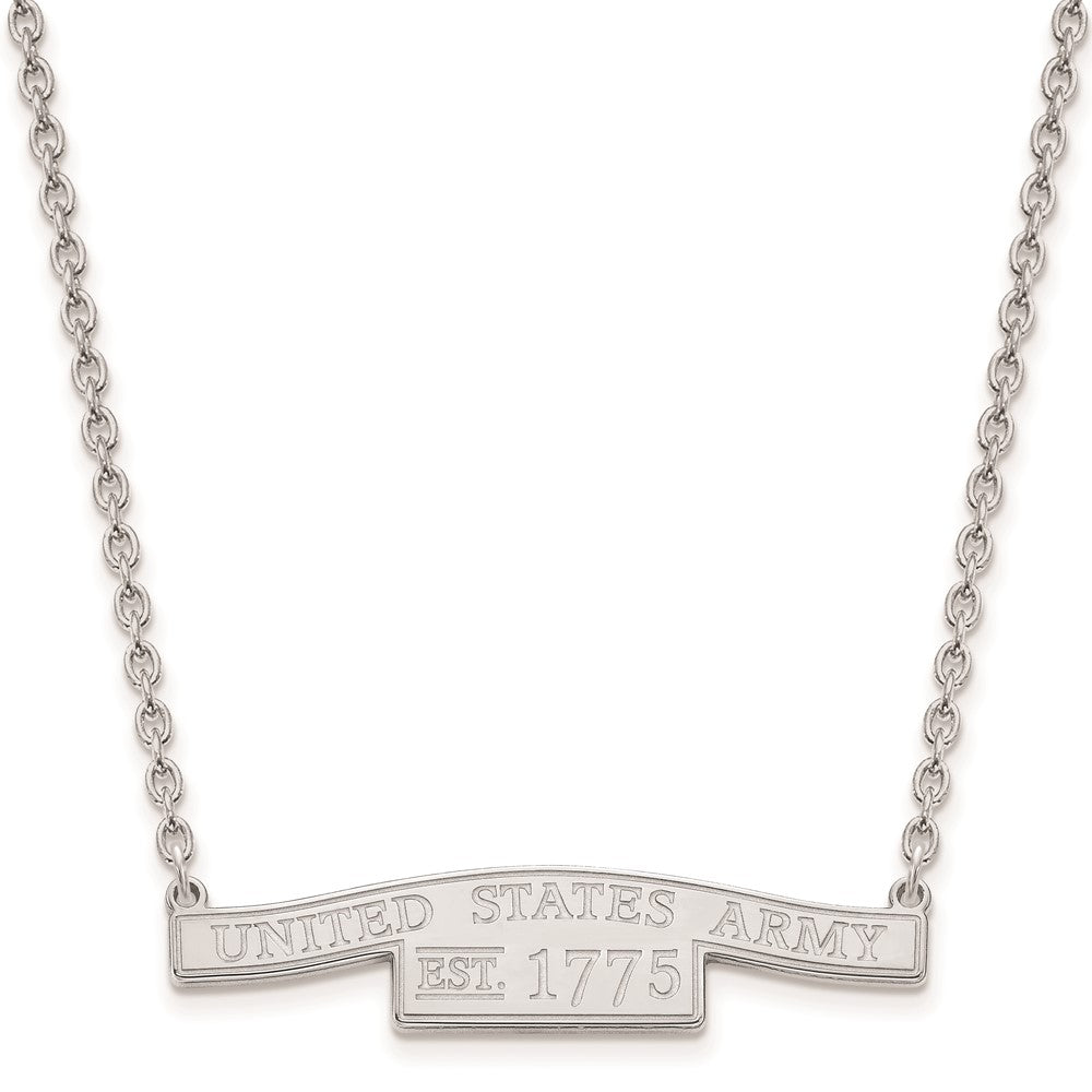 Sterling Silver U.S. Army Small Bar Necklace, 18 Inch