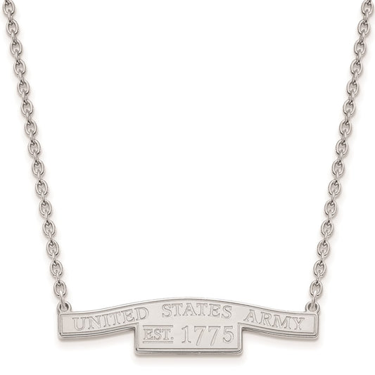 Sterling Silver U.S. Army Small Bar Necklace, 18 Inch