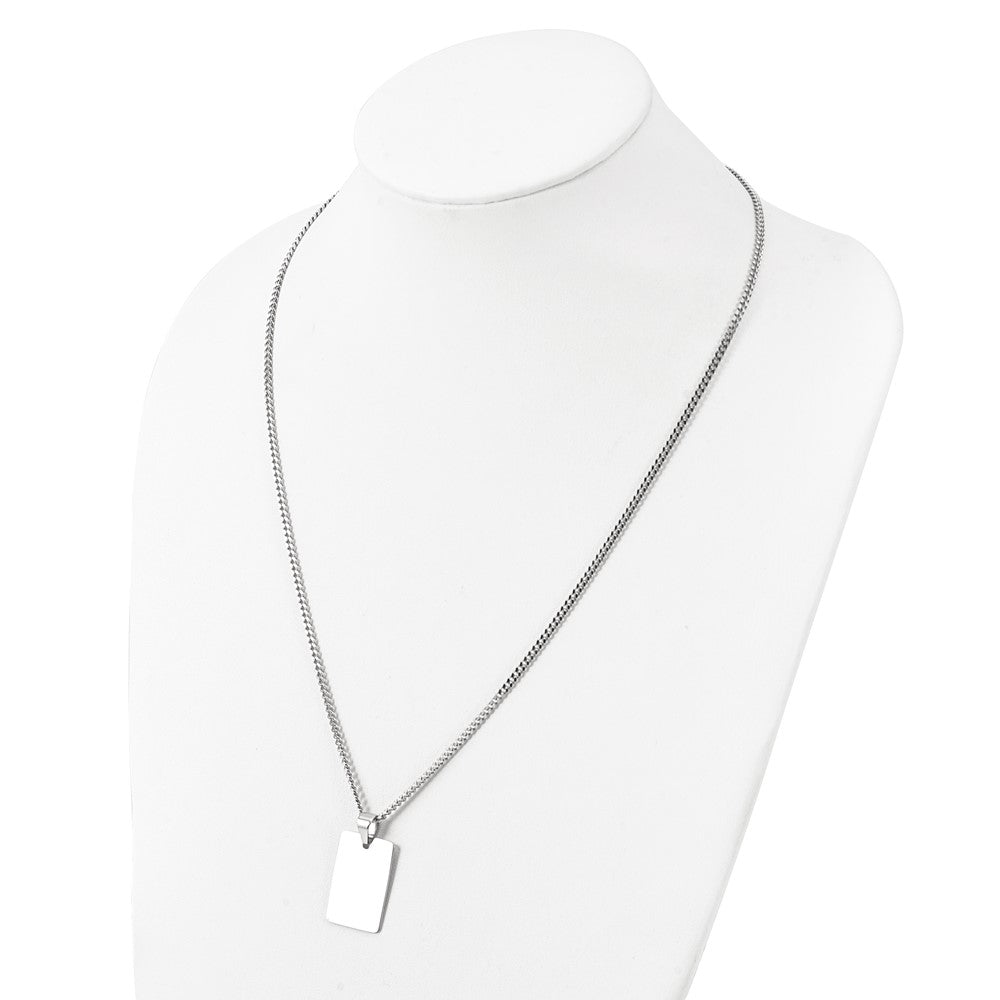 Stainless Steel Polished Dog Tag 24in Necklace