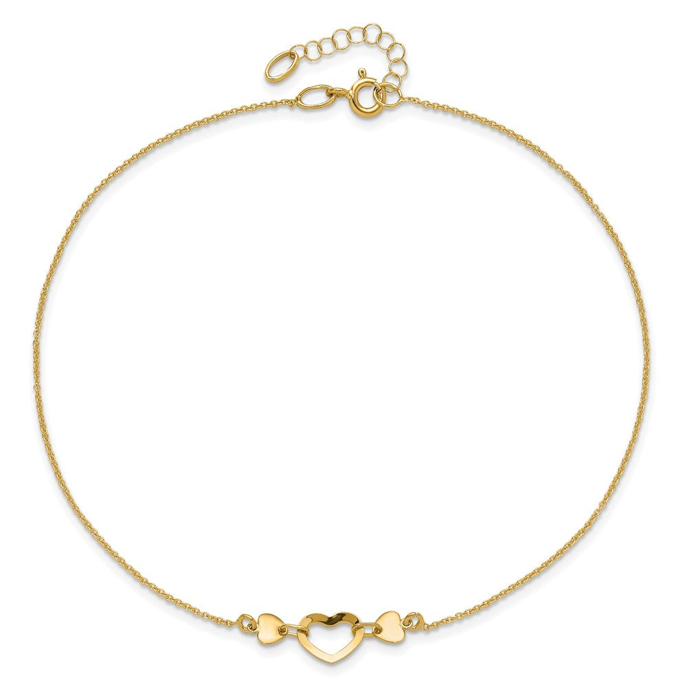 14k Polished Heart with 10in Plus .75in ext. Anklet 10 inches