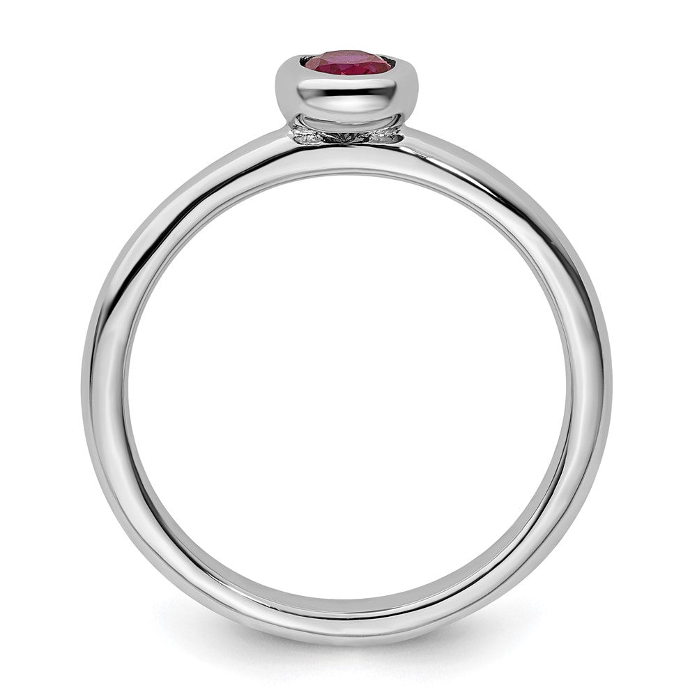 Sterling Silver Stackable Expressions Oval Created Ruby Ring Size -6