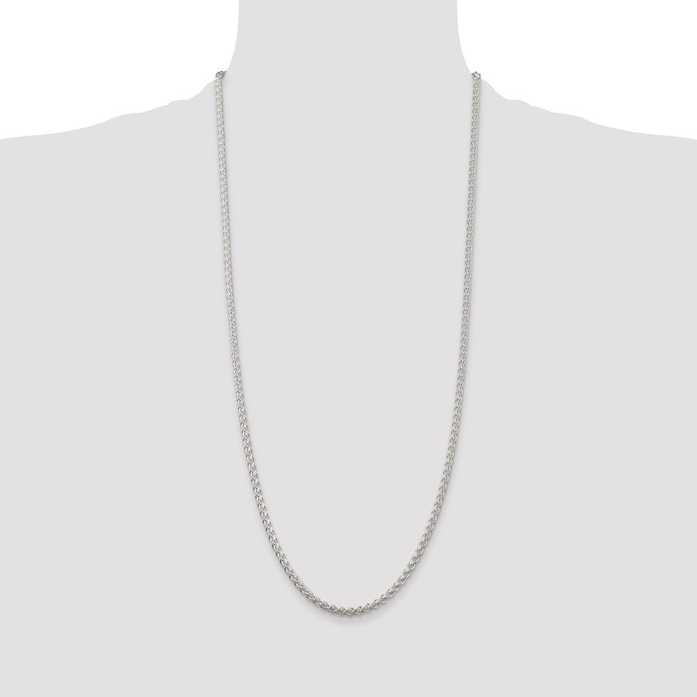 Sterling Silver 3mm Round Spiga Chain 30 Inches