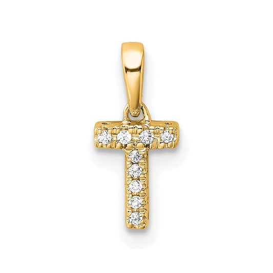 10K Diamond Letter T Initial with Bail Pendant